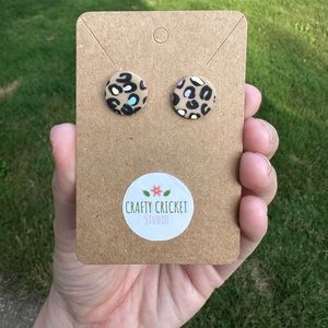Handmade Rainbow Cheetah Print Polymer Clay Stud Earrings